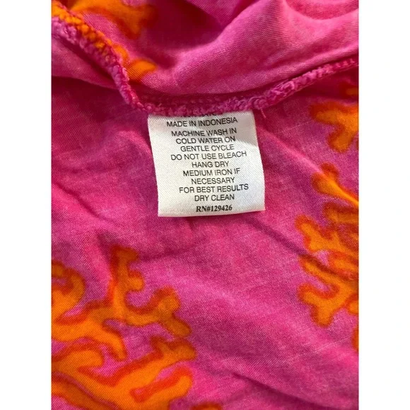 Escapada Pink Coral Print Ruffle Sleeve Womens Blouse Top XL* - Picture 2 of 7